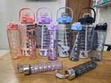 Plastic Set Of 3 Water Bottle 2000ML, 900ML, 300ML With Motivational Time Marker, Leakproof Durable Sipper Water Bottle For Office, School, Gym