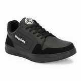 Black and gray sneaker with 'Raysfield' branding on a white background